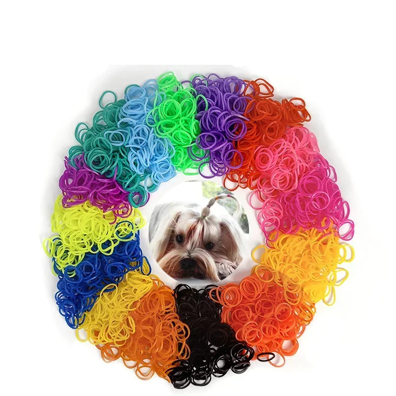 100pcs/Pack Grooming Cat Puppy Durable Elastic Stretchy Dog Headband No Stick Hair Pet Rubber Band Pet Supplies Accessories