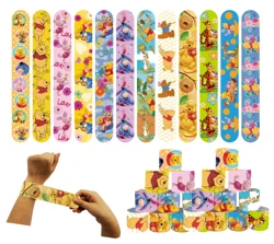 12pcs Disney Winnie the Pooh Slap Bracelets Party Favors Birthday Party Gifts Baby Shower Decorations Snap Band for Kids Girls