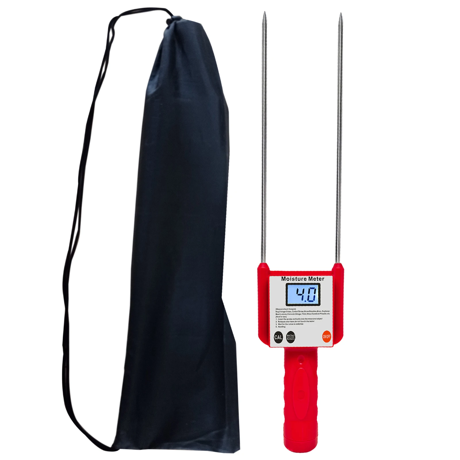 Hay Bale Peat Moisture Meter Tester Wood Sawdust Powder Hygrometer Humidity Moisture Meter For Cereal Straw,Bran, Forage Grass