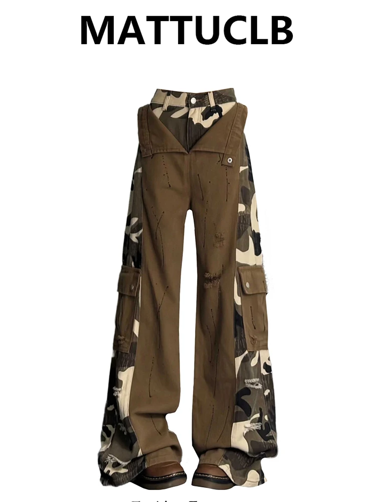 

Осень-зима 2022, женские джинсовые брюки-карго, американские ретро-японские широкие мешковатые джинсы Y2K, дизайнерские ковбойские джинсы в стиле Харадзюку в стиле гранж