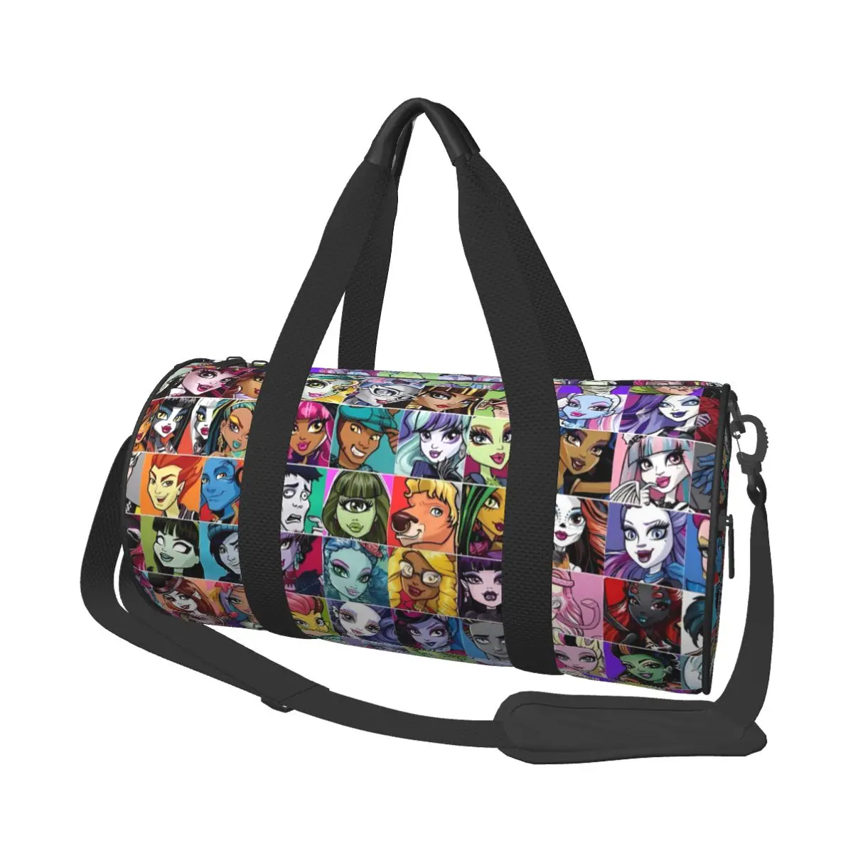 Monster High Gym Bag Anime Funny Training Sports Bags Men's Custom with Shoes Retro Fitness Bag Portable Handbags