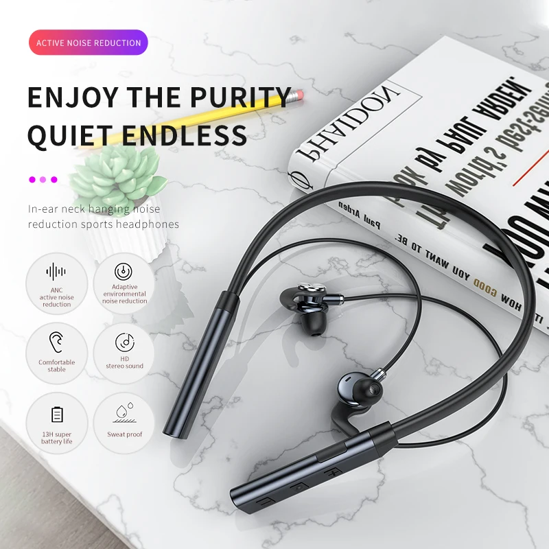 Active การตัดเสียงรบกวนชุดหูฟังไร้สายบลูทูธ5.0ANC โหมด5V In-Ear หูฟังออกกำลังพร้อมไมโครโฟน