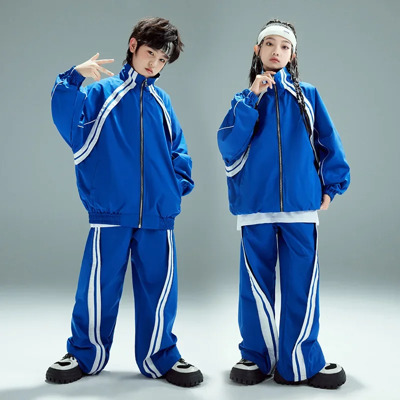 

Hip Hop Kids Loose Jacket Sport Pants Boys Street Dance Coat Streetwear Girls Jazz Clothes Set School Children Uniform Costume