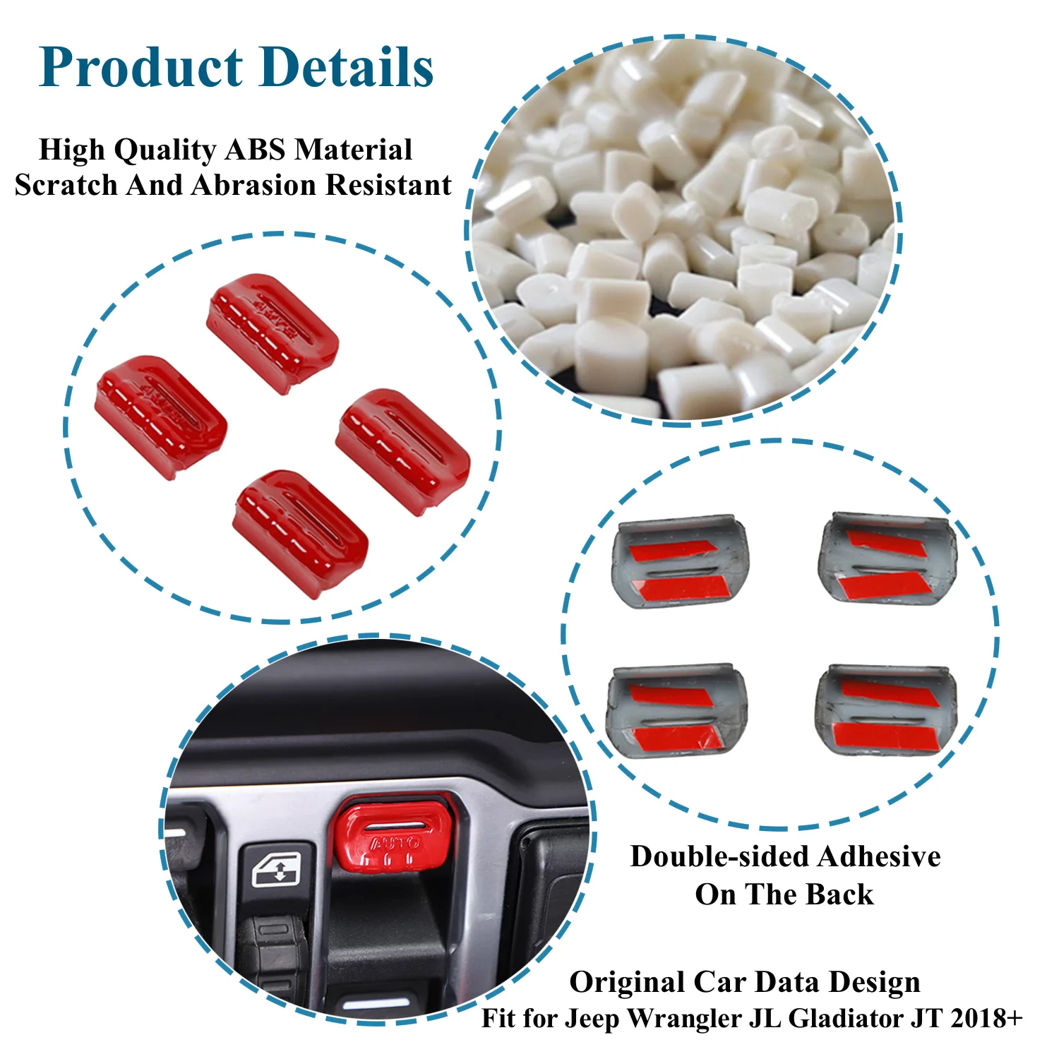 Car Window Control Switch Button Decoration Cover Trim for Jeep Wrangler JL Gladiator JT 2018-2023 Auto Interior Accessories - Image 3