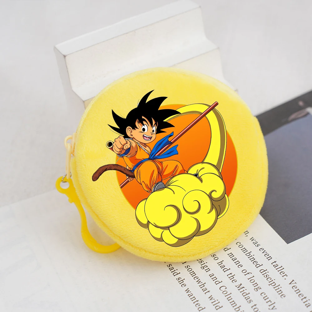 Dragons Ball Round Plush Coin Purse Son Goku Cartoon Cute Keychain Wallet Anime Children Handbag Gifts Bag Boys Pocket Kid Gifts