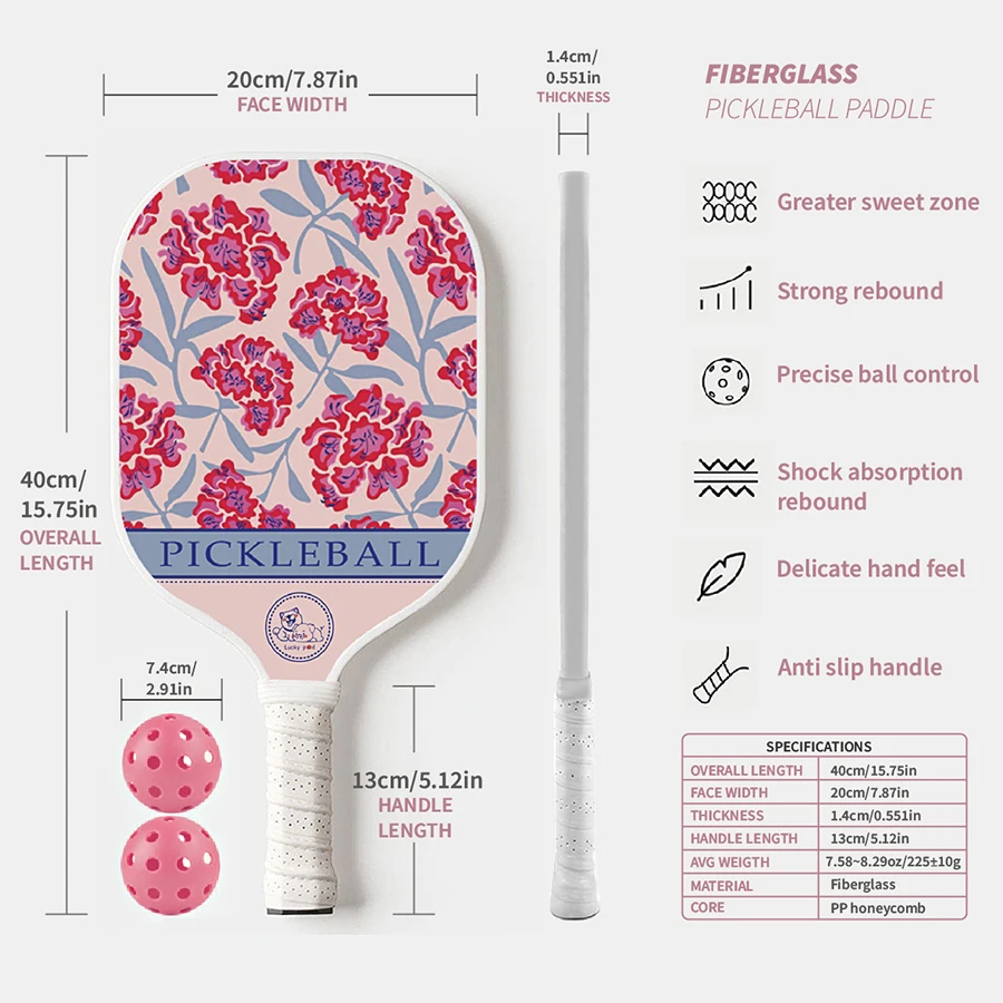 

Pickleball Paddle Set Lightweight Pickleball Racket for Adults & Beginners Pickleball Paddle Set with 2 Balls Trendy Pattern