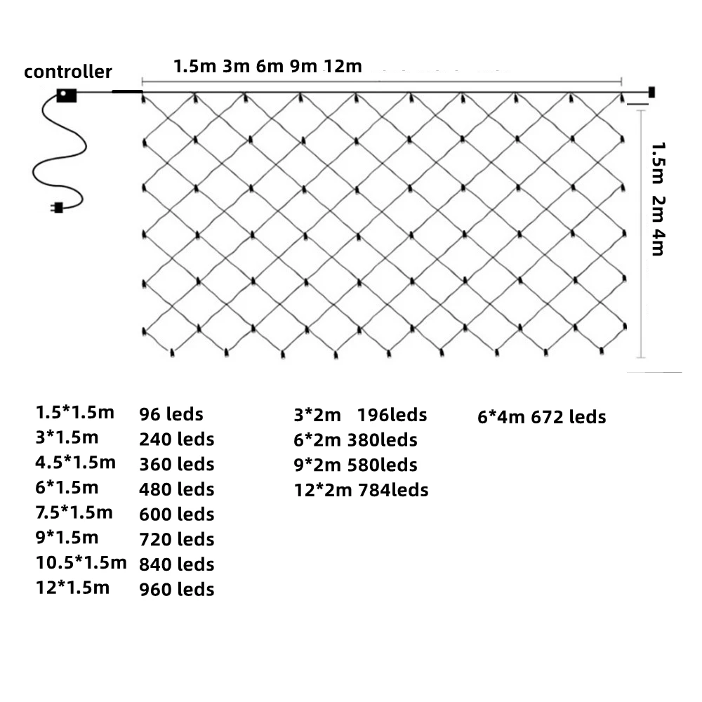 Rede de malha luzes led 3m/6m/12m led string natal cortina de fadas guirlanda ao ar livre à prova dwaterproof água para festa jardim decoração casamento