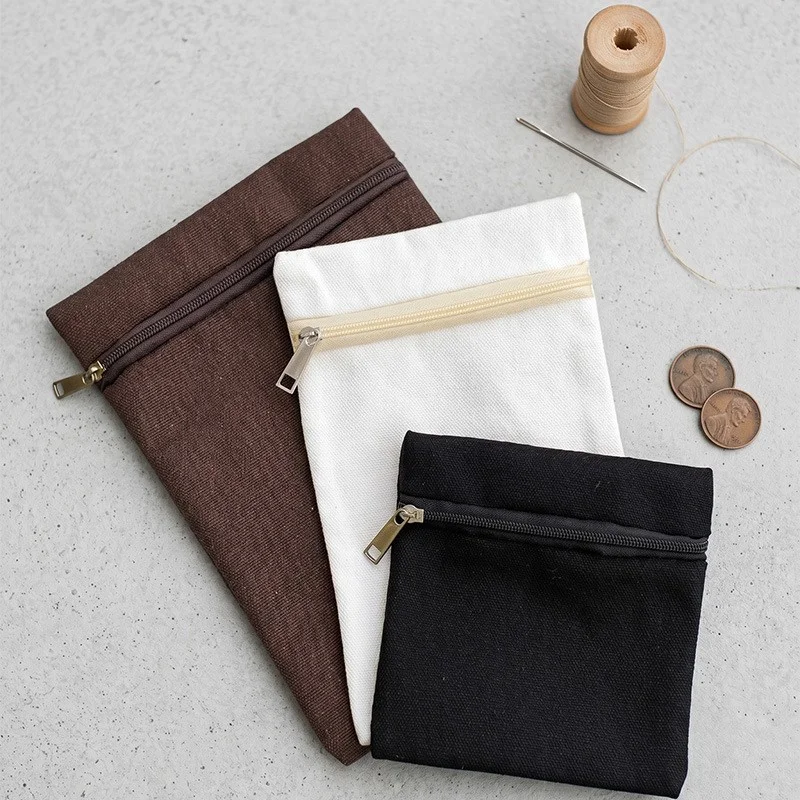 2 Pack Black Canvas Sew-in Side Pockets with Zipper, Hidden Storage Pockets for Jackets Sweatshirts Travel Accessories