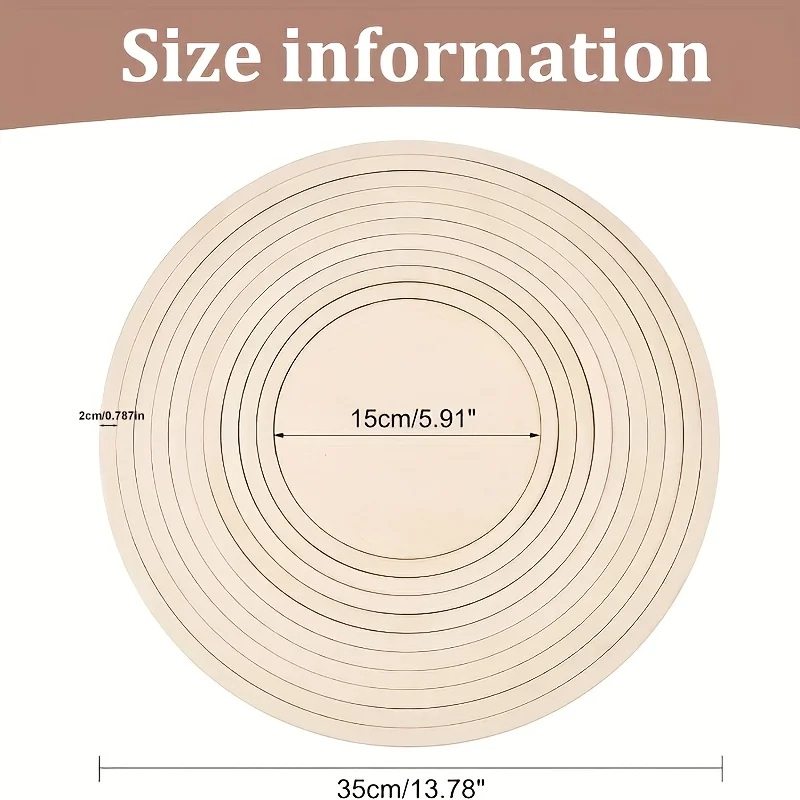 11-piece round ceramic tool set 35cm wooden concentric geometric pattern track combination, suitable for DIY ceramic cutting and