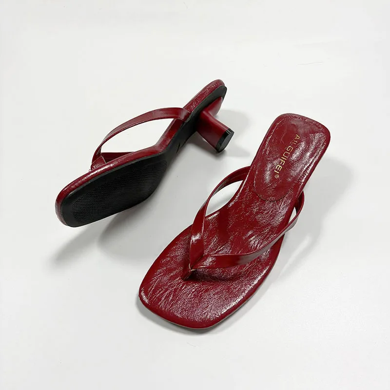 Modische Designer-Sommer-Strand-Flip-Flops für Damen, Absatzschuhe, runde Zehenpartie, Damen-Sandalen, Slipper. – Detail 11