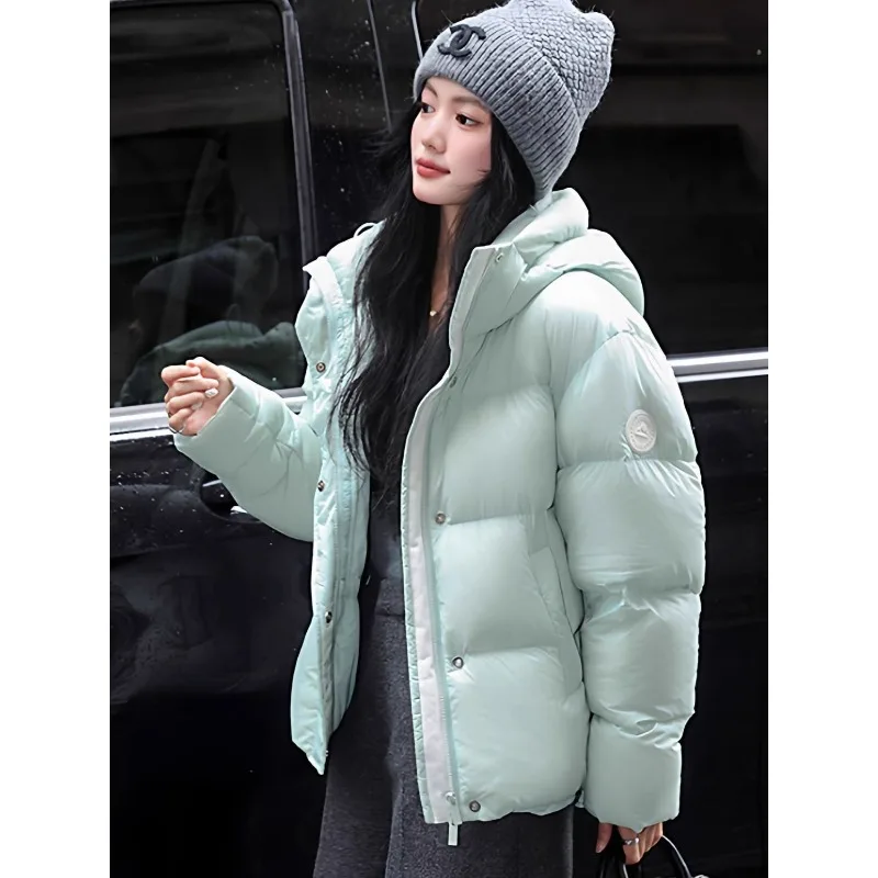 العلامة التجارية الفاخرة سترة منفوخة المرأة الدافئة الأبيض بطة أسفل معطف مبطن تصميم ملابس خارجية سميكة الثلوج الملابس مقنعين يندبروف معاطف #4