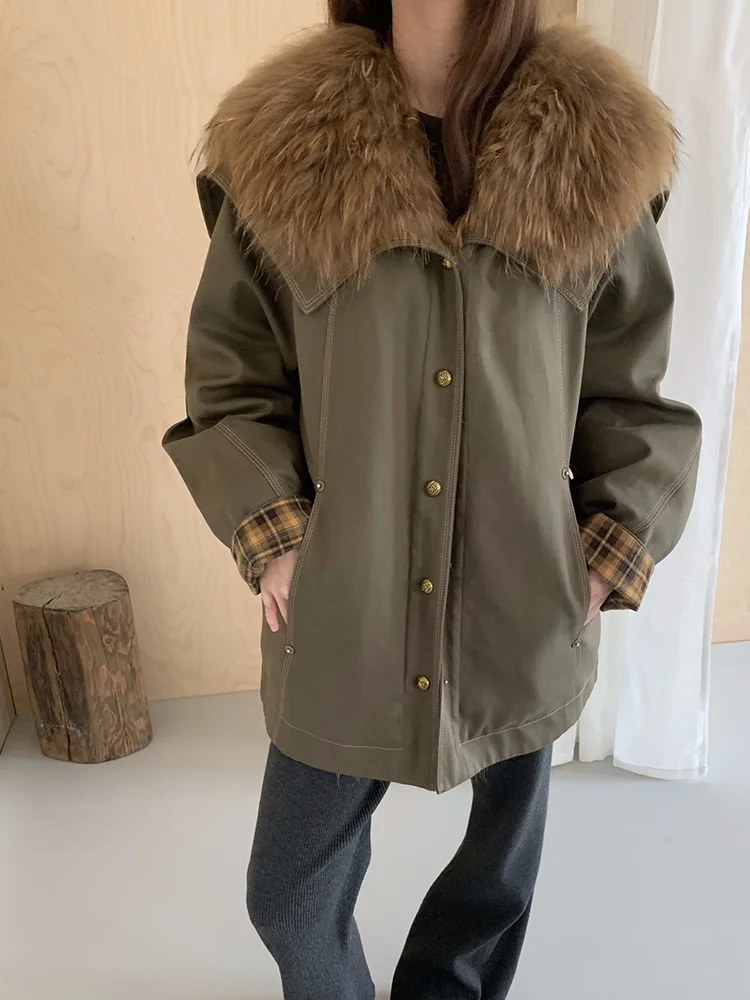 

2025 Winter Goose Down Jacket Real Natural Fox Fur Collar Coat Thick Warm Women Puffer Parka Jacket Luxury Outwear Female