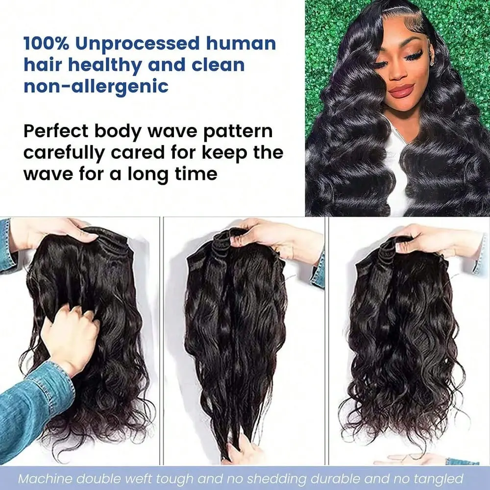 الجسم موجة المياه 12 32 بوصة الخام عذراء غير المجهزة 100% ريمي وصلة إطالة شعر طبيعي متموج 1 3 4 حزم لحمة مزدوجة السائبة تجديل