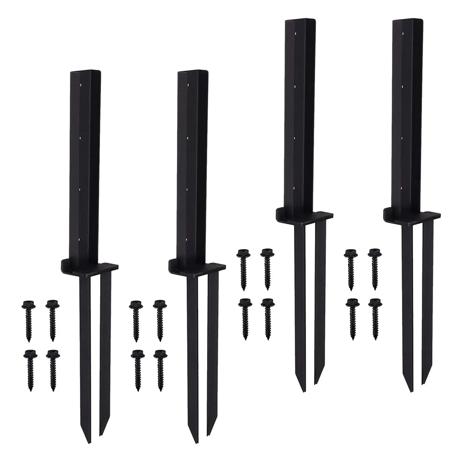 4Pcs Fence Post Anchor Kit Heavy Duty Repairing Tilted Repair Leaning Wooden Fence Post Support Fence Post Anchor Ground Spike