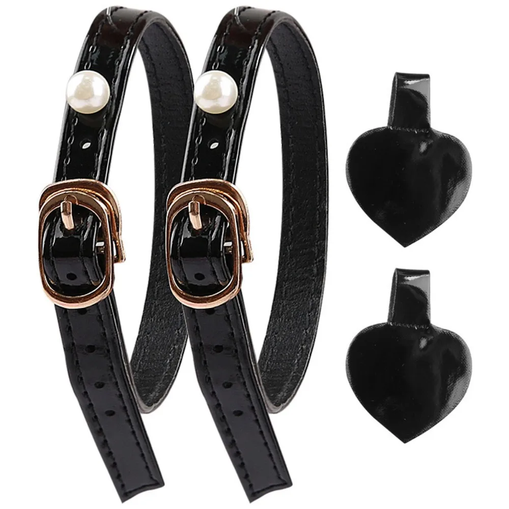 

1pair Decoration Pearl High Heels Shoes Band Anti-loose Adjustable Women Shoelaces with Buckle Anti-drop Heel Straps Belt