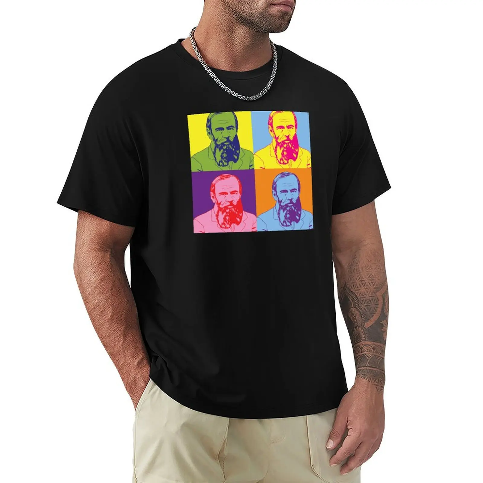 Russian Writer Pop Art Fyodor Dostoevsky design T-Shirt t shirts for man cotton soft T-Shirt