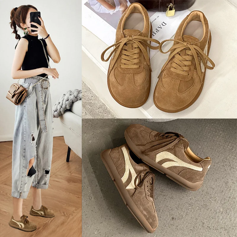 

Женские кроссовки в немецком стиле, новые весенние кроссовки на мягкой подошве с цветными блоками на шнуровке, универсальные кроссовки в стиле ретро Forrest Gump, спортивные кроссовки