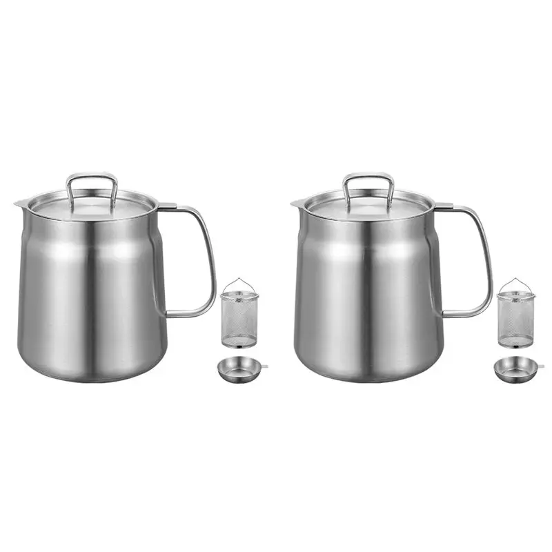 AT63-2X Stainless Steel Fry Kitchen Pot 2L Kitchen Fryer Pan Large Capacity Multifunctional Oil Filter Tank Deep Frying Pot