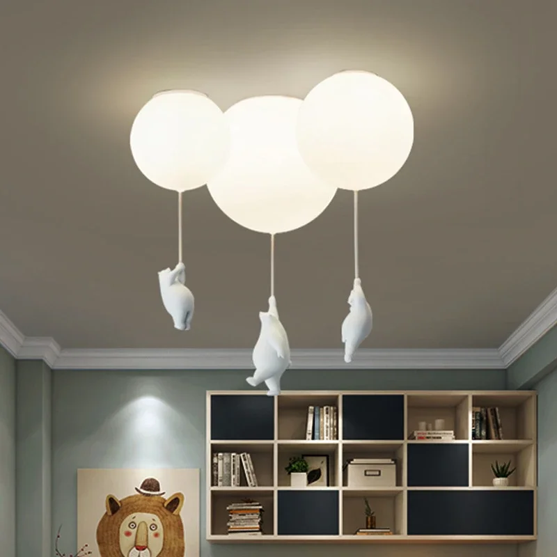 

Post-Modern Cartoon Bear Ceiling Lights Warmth Pendant Lamps Nordic Children's Room Bedroom Lamp Living Room Decor Light Fixture