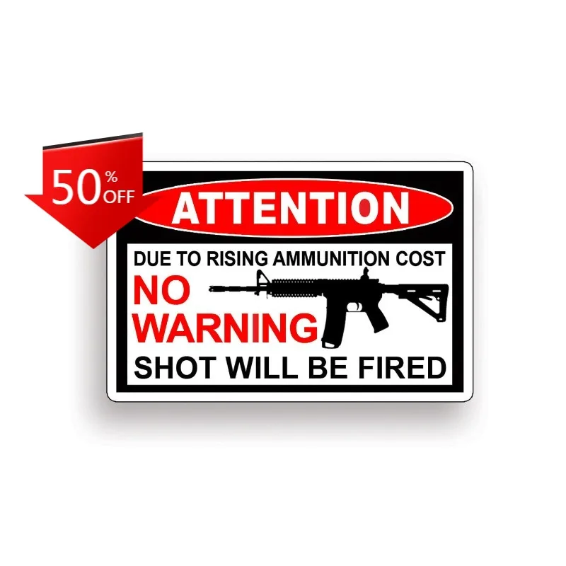 

No Warning Shot Gun Police Sticker Decal Camper Bodywork Bumper Window Phone Scratch-proof Pvc