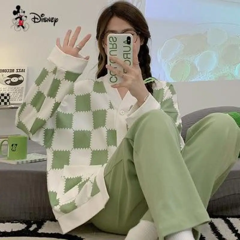 

Kawaii Women's Sweet Long Sleeved Pajamas Set Cartoon Women's Spring Autumn New Trousers Anime Home Clothes Two Piece Set