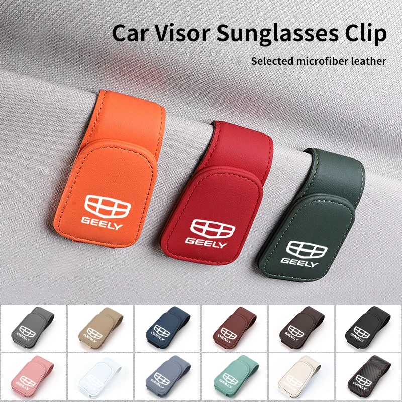 

Car Visor Glasses Holder Leather Metal Sunglasses Organiser For Geely Atlas SUV Boyue Borui Coolray Emgrand NL3 EX7 X7 EC7 GX7 G