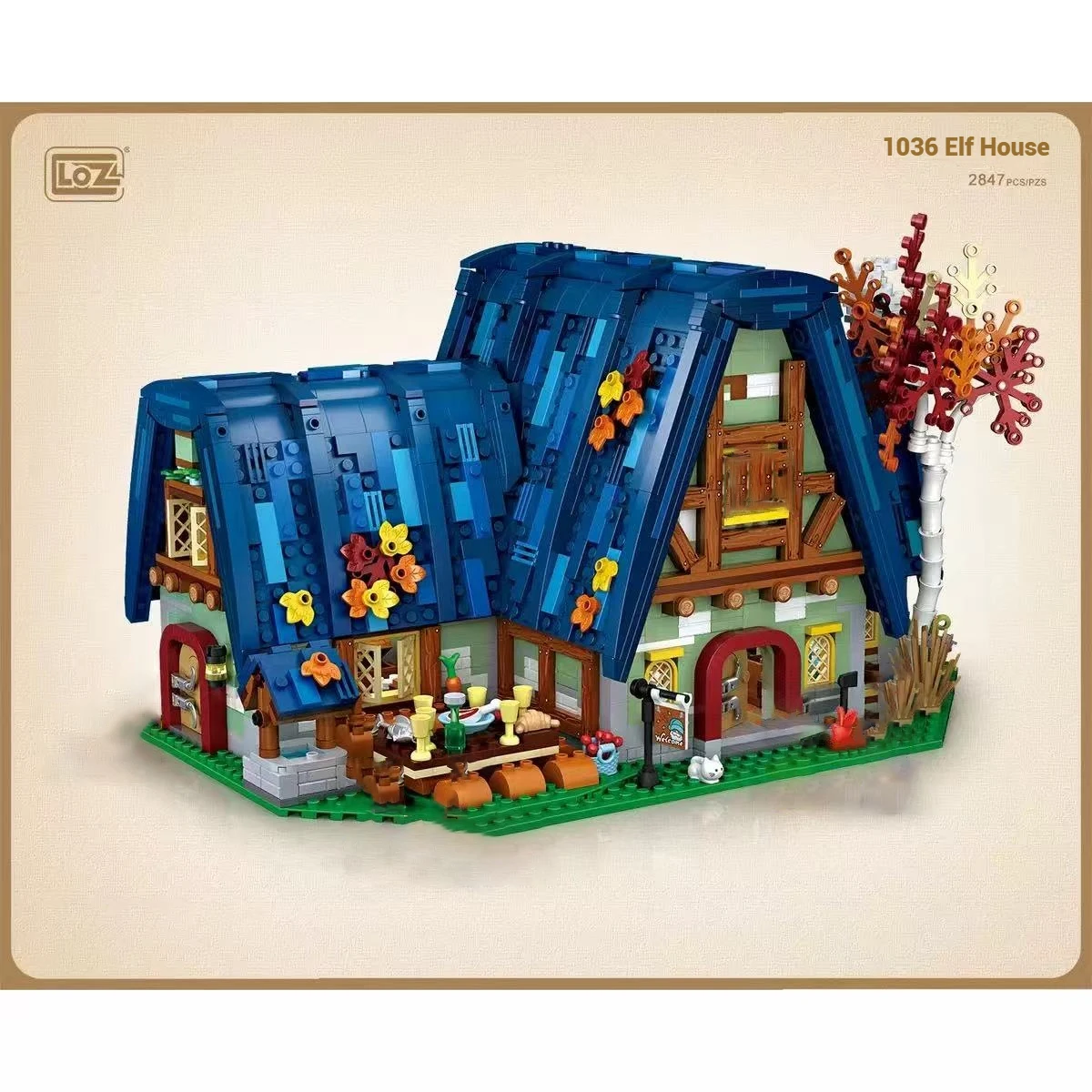 LOZ บ้านในป่า ชุดประกอบโมเดล DIY ของเล่นตัวต่อ บล็อกสร้างอาคาร วิวถนน ของเล่นเสริมพัฒนาการ ของขวัญวันเกิดสำหรับเด็ก