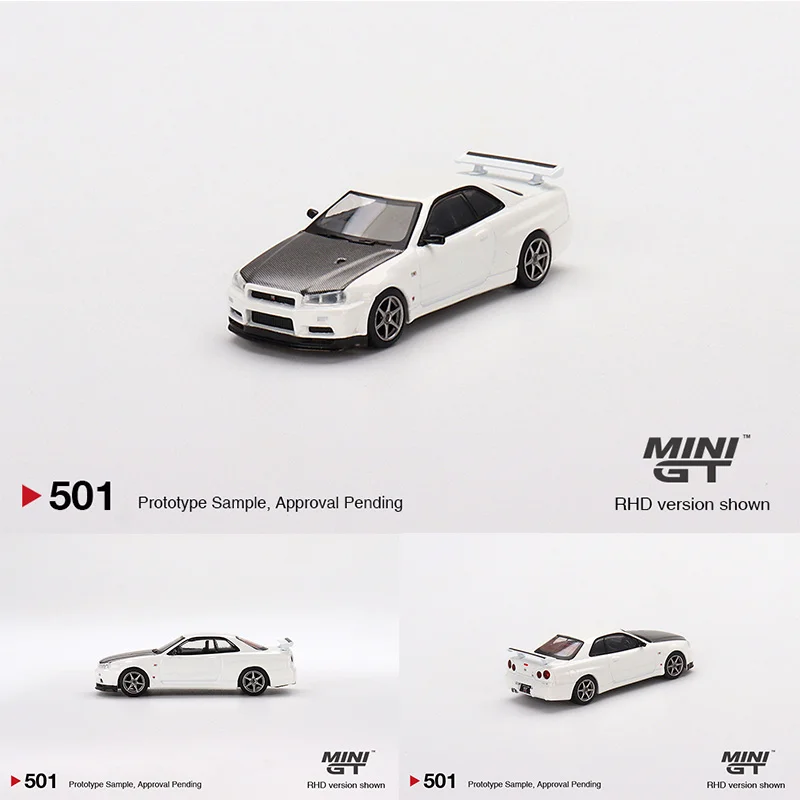 

Мини GT 1:64 Skyline GTR R34 V-Spec II N1, коллекция белых литых моделей автомобилей, коллекционные миниатюрные машинки 501 в наличии