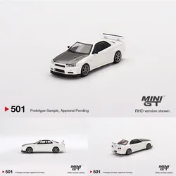 MINI GT 1:64 Skyline GTR R34 V-Spec II N1 White Diecast Diorama Car Model Collection Miniature Carros 501 In Stock