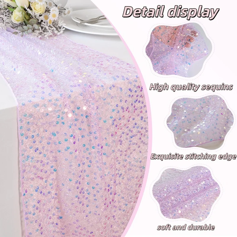 1pc 180x30cm Sequined Mermaid Glittering Table Runner Mermaid Girl Party Decor Little Mermaid Girls Birthday Wedding Party Decor