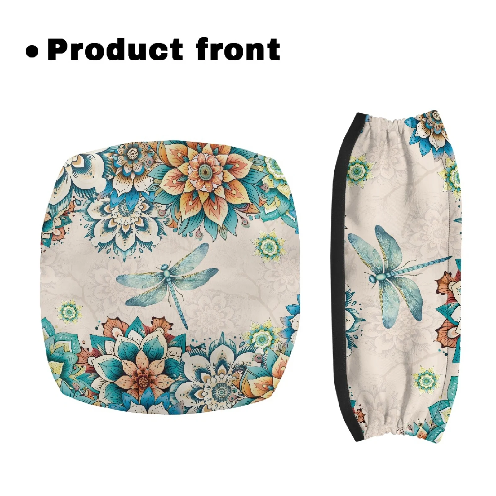Coloranimal Dragonfly Floral 2PCS Rollator Seat Back Rest Covers Elastic Cord Design Rollator Walker Seat Back Cover for Elderly