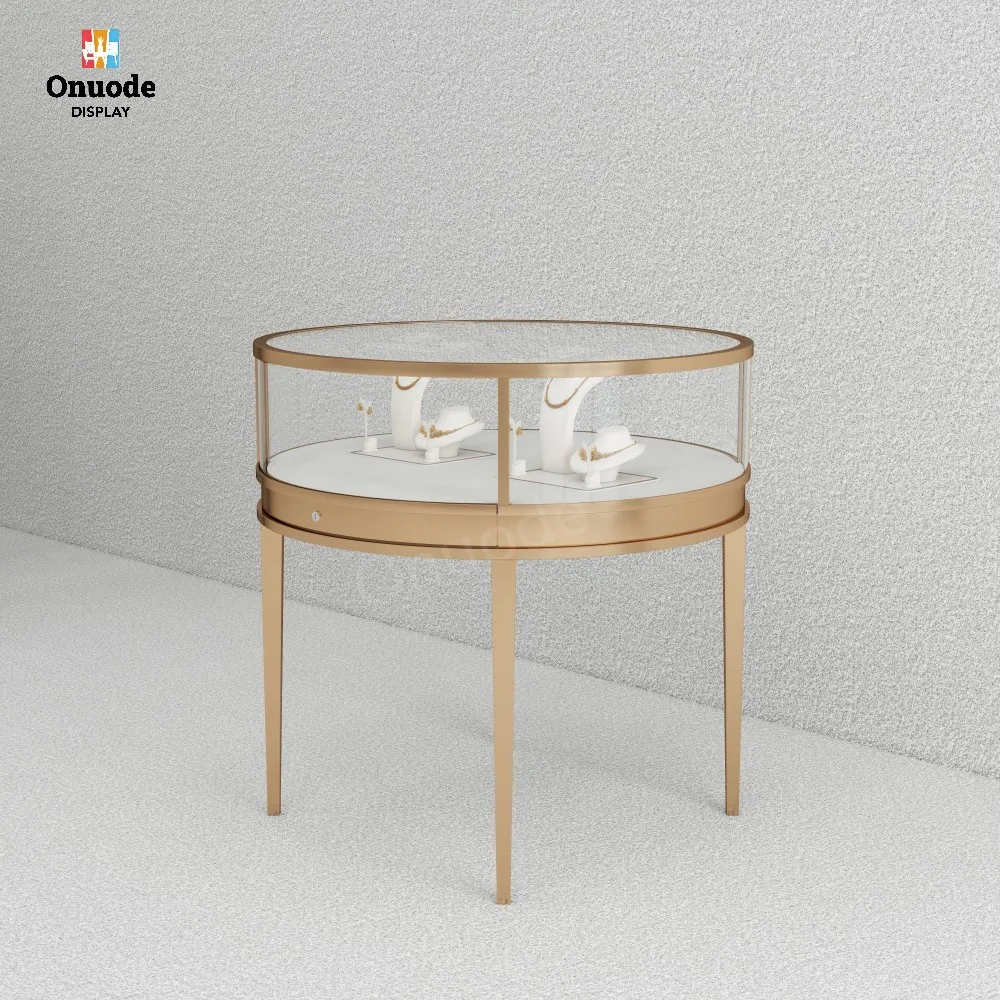 Custom.Custom High End Luxury Round Jewellery Booth showcase Modern Gold Counter showcase for Jewelry Shop Display