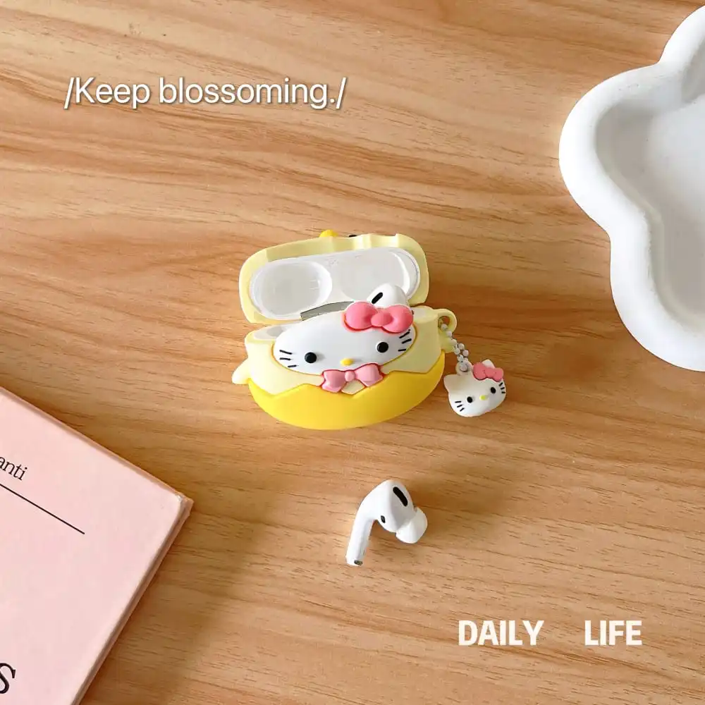 Hot 3D Cute Cartoon Anime Role Chick Hello Kitty Earphone Protective Case for AirPods 1 2 3 Pro 2rd Soft Silicone Protect Cover