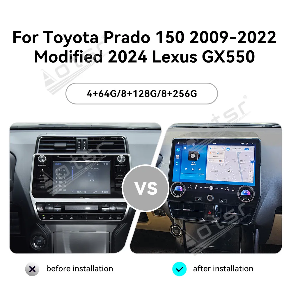 

13.1" Android 13 Wireless CarPlay Car Radio For Toyota Prado 150 2009-2022 Lexus GX550 2024 Multimedia Player GPS Navigation DSP