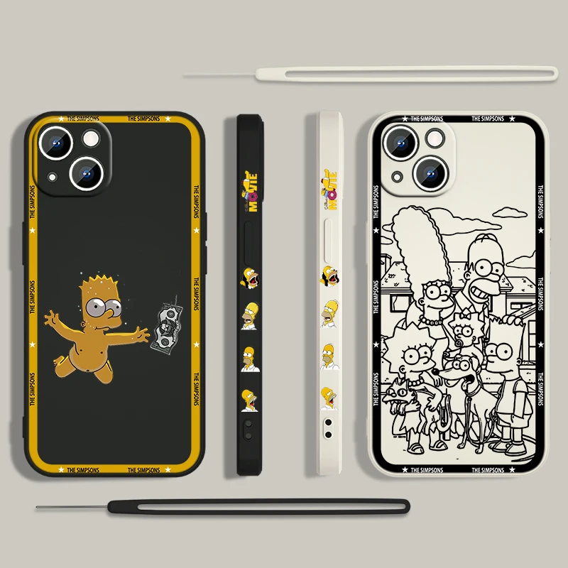 جراب هاتف Simpsons Bart لهاتف Apple iPhone ، حبل أيسر سائل ، غطاء ناعم ، 15 ، 14 ، 13 ، 12 ، 11 Pro Max ، Plus ، 8 ، 7 ، SE