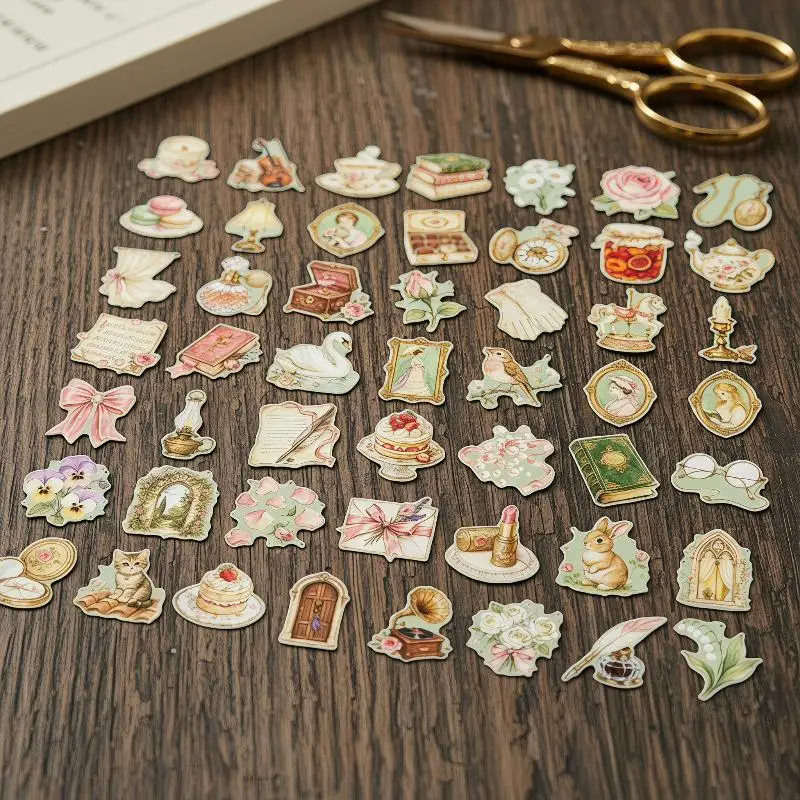 Aesthetic Vintage European Rural Stickers 50 Pcs No Residue Decals for Phone Case Laptop Skateboard Travel Luggage