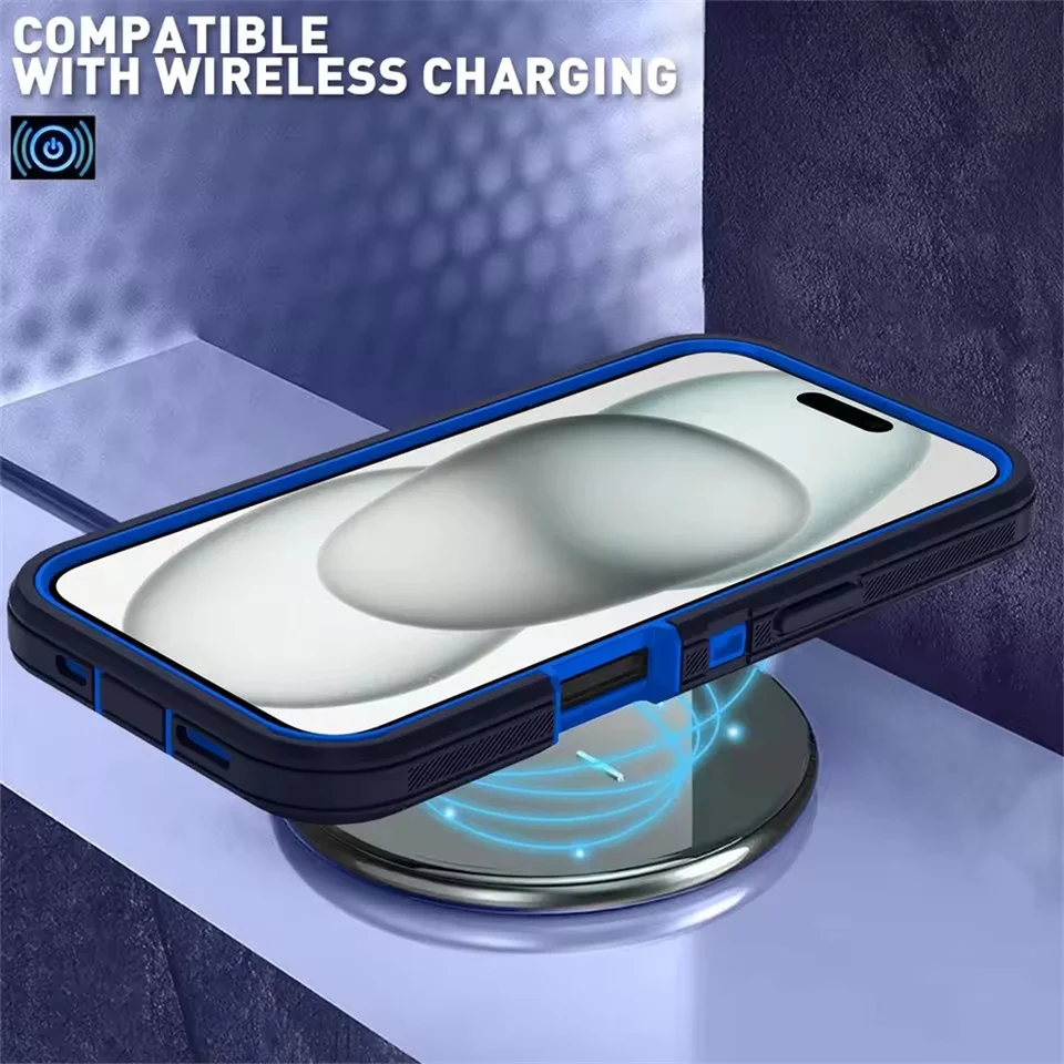Funda Defender a prueba de golpes con soporte para iPhone 17 16 Pro Max 13 12 Mini 14 Plus 16E 15 Pro Max, PC rígido + TPU, protección 5