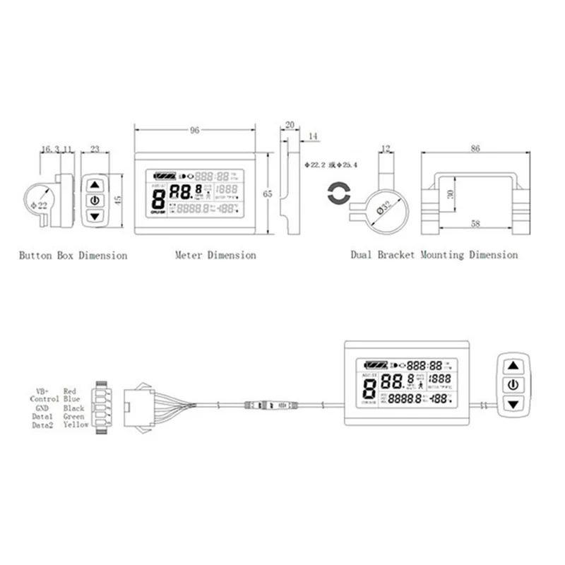 

AA26P Ebike 24 В 36 В 48 В 72 В KT LCD3 ЖК-дисплей электрический велосипед умный счетчик, водонепроницаемый