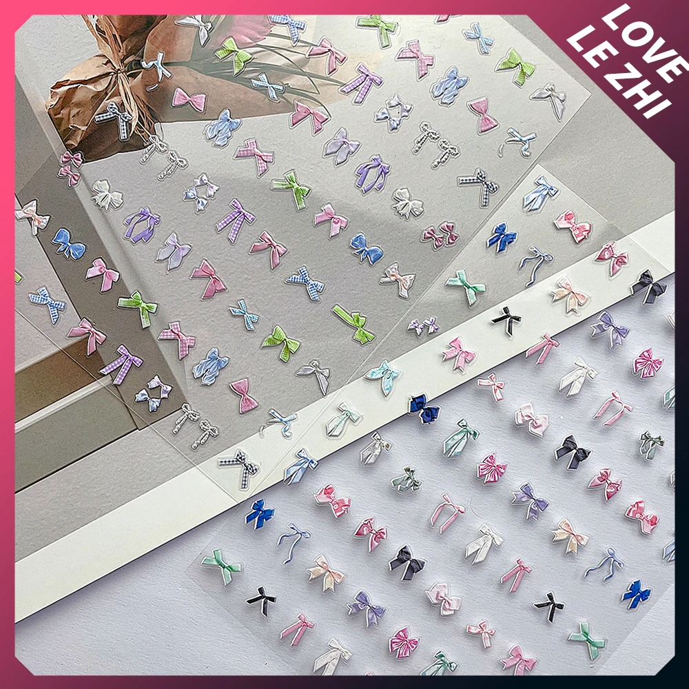 Hoge kwaliteit zwart wit kleurrijke strik nail art sticker stickers zelfklevende sticker diy dames nail art decoratie geschenken