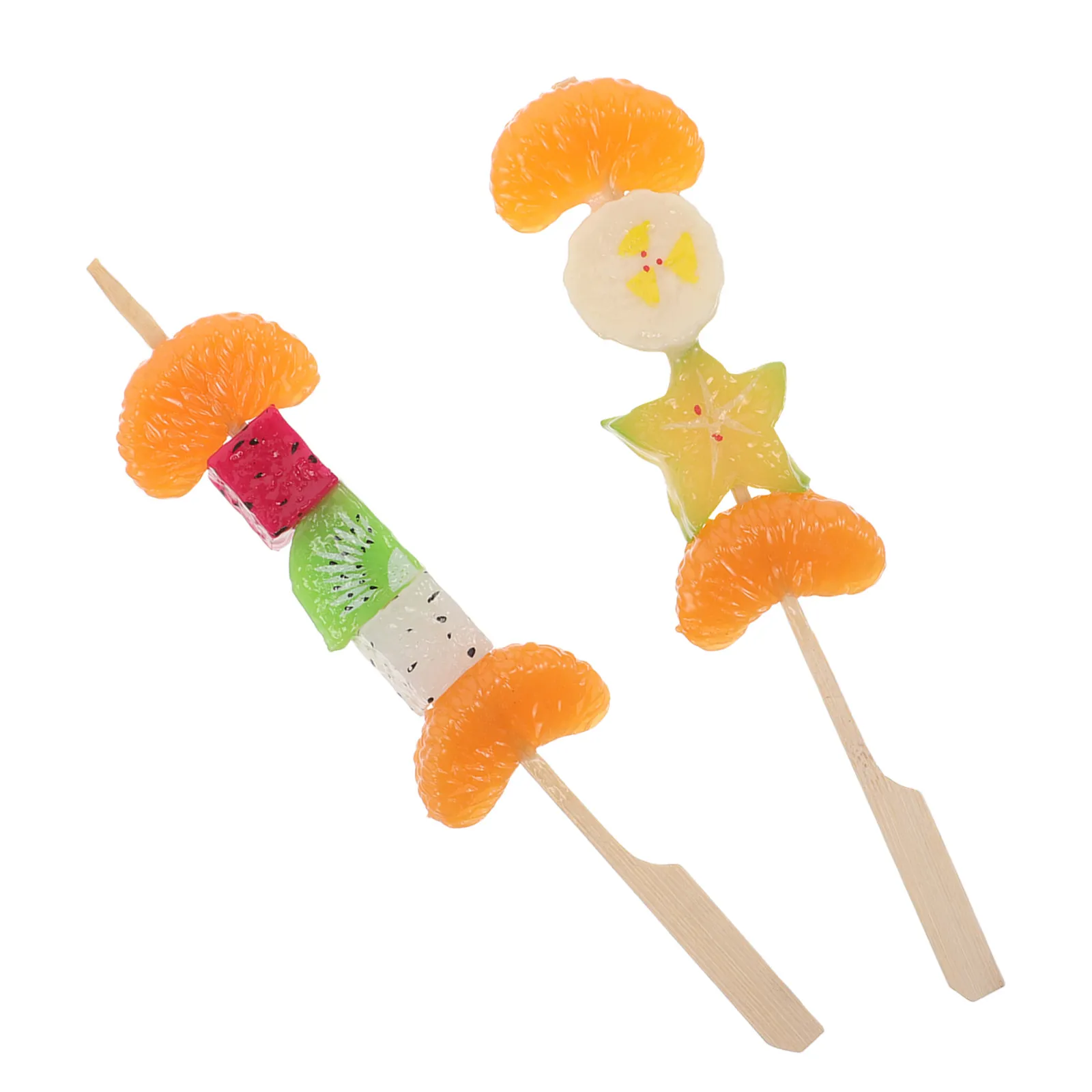 

2Pcs Faux Fruit Kabob Decor: Realistic Artificial Candied Sliced Skewers for Kitchen Table Centerpiece - Party Food Display