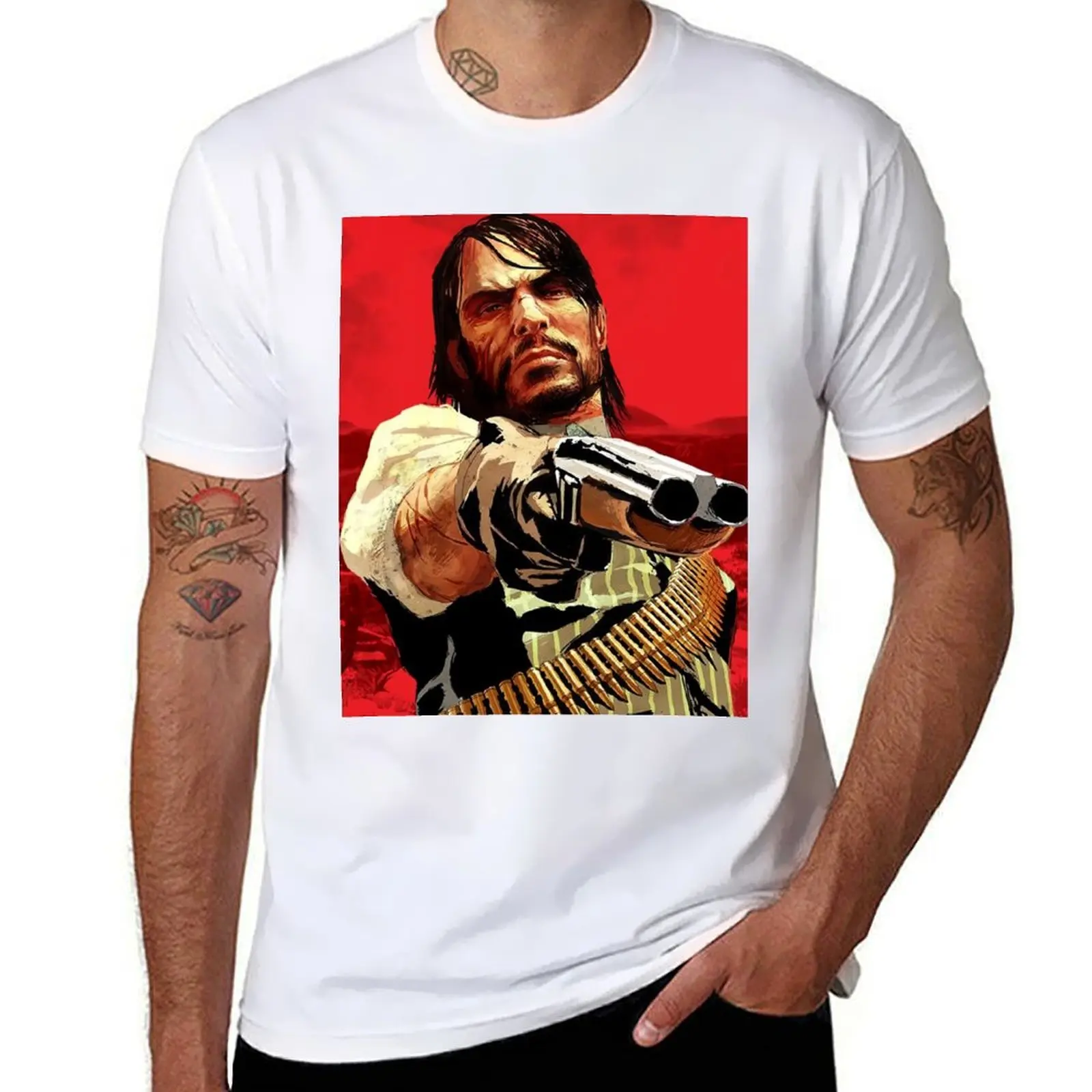 doble barrel art works of rdr 1 and 2 online game T-Shirt graphic tee shirt luxury t-shirt plain white t shirts men