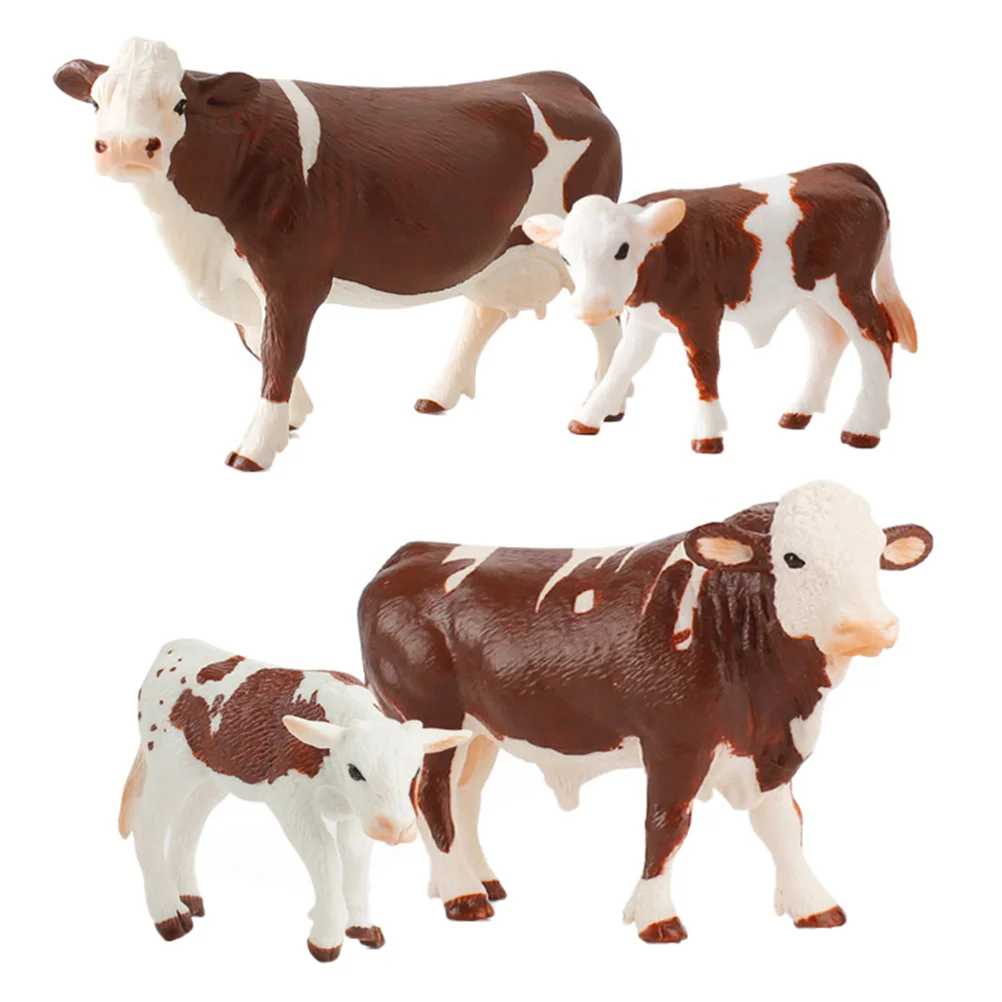 

4 PCS Macular Cow Model Adornment Education Plaything Pvc Simulation Farm Animals Children