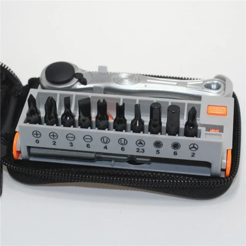 12Pcs Portable Mini Ratchet Wrench Close Quarter Adjustable Ratcheting Screwdriver Bits Set with 1/4 Drive Tool Sets