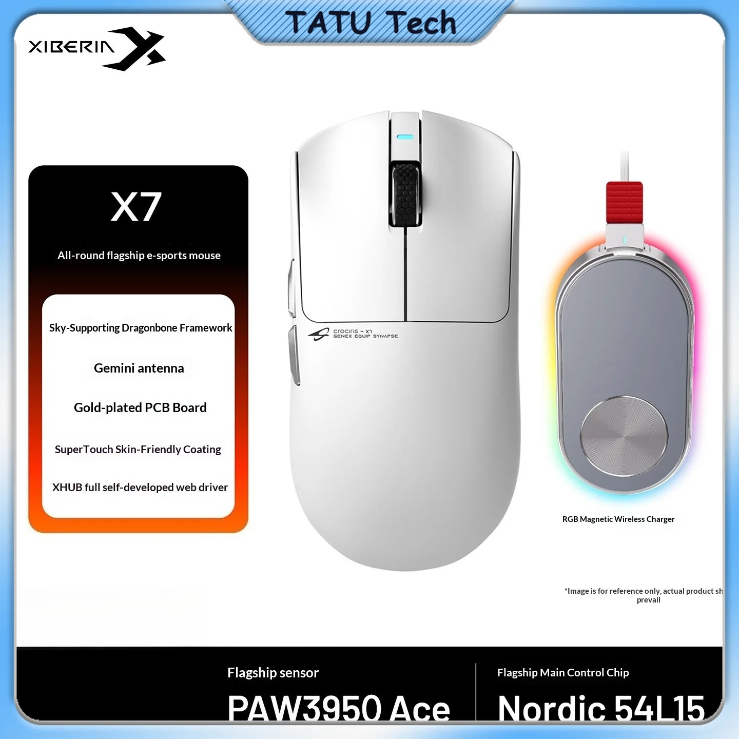 XIBERIA X7 Wireless Gaming Mouse Ergonomic Lightweight Magnetic Charging For Desktop Computer Gaming Office PAW3955 Ace