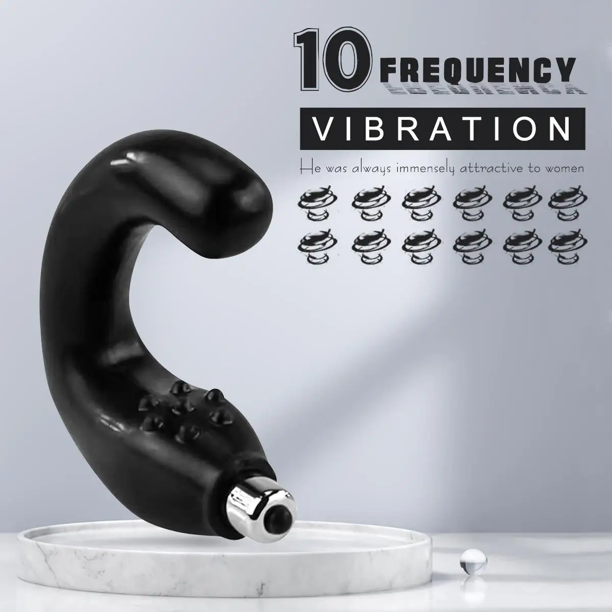 C-Shaped Prostate Vibrator, 10 Vibration Modes Anal Massager, Adult Sex Toys for Men and Women Couples（Black） view 3