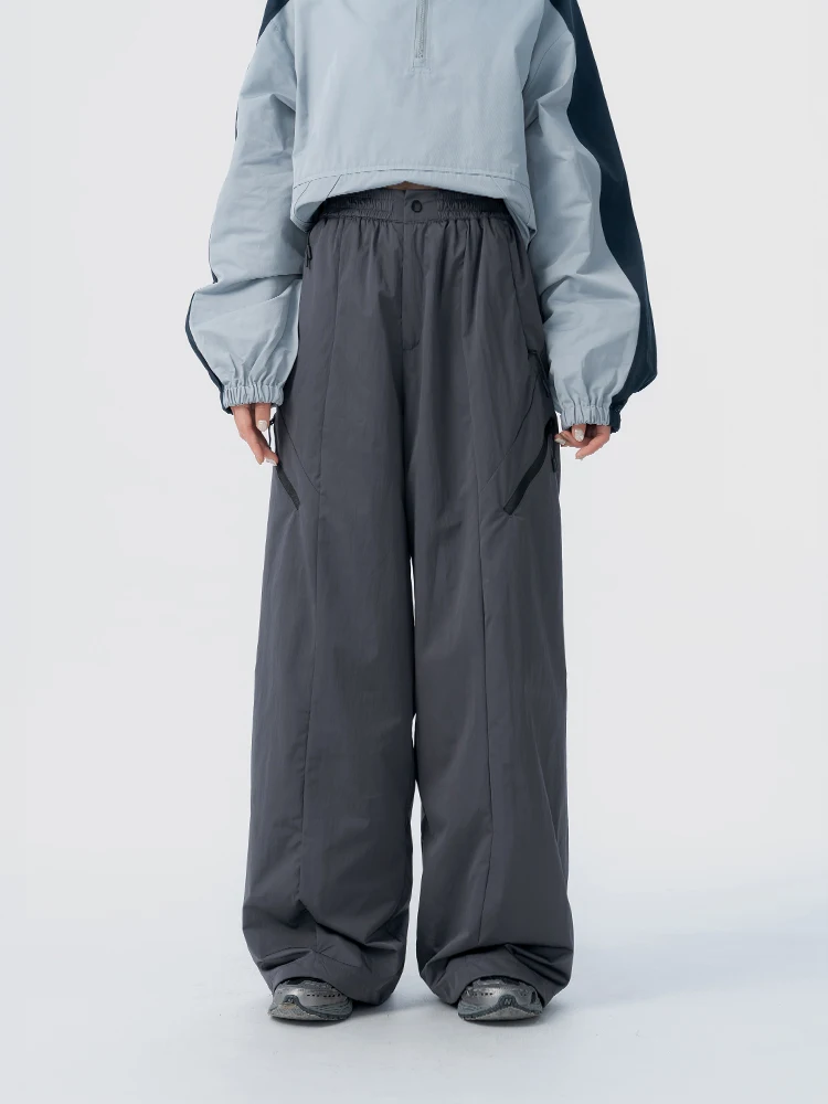 

Queenop Autumn Winter Outdoor Workwear Long Trousers Zipper ket Design Pure Color Casual Faion Straight Leg Trousers