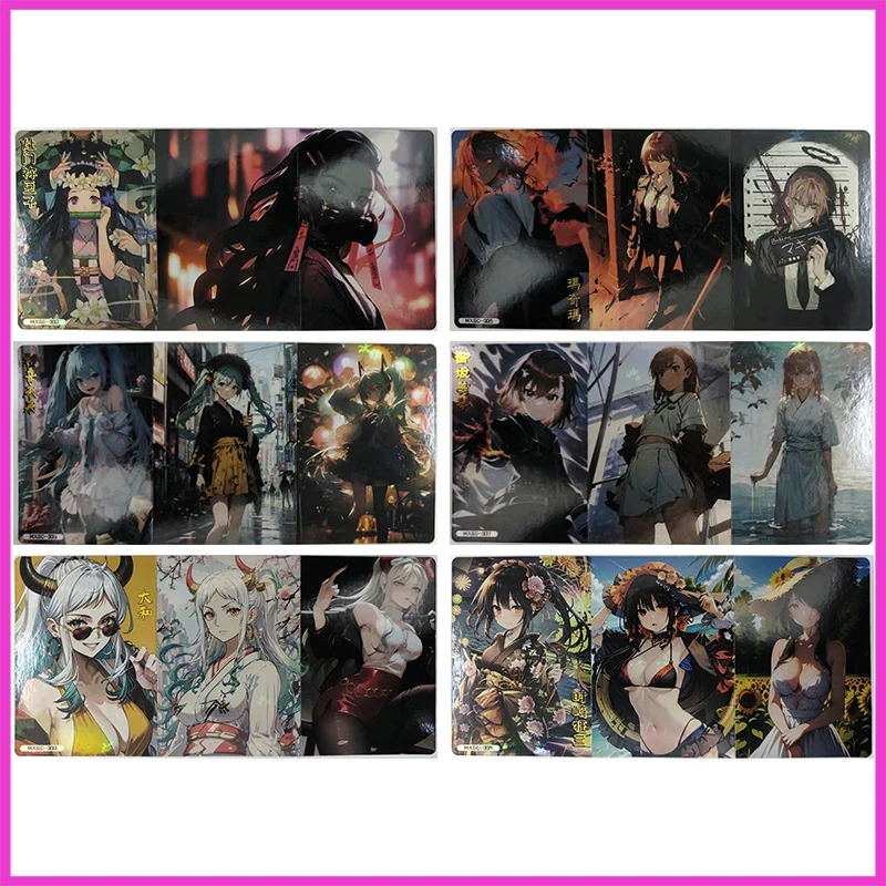 Anime Goddess Story Rare Fold Refraction Foil Kamado Nezuko Makima Hatsune Miku Toys for boys Collectible Cards Birthday Present