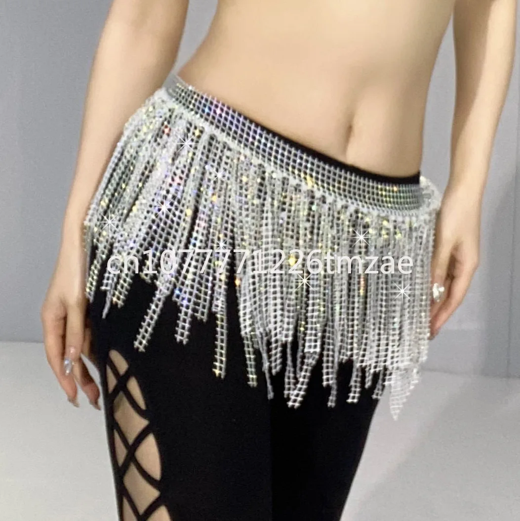 

Handmade Flash Diamond Hip Scarf Belly Dance Tassels Waist Chain Multi-Layer Hot Drilling Dance Accessories Fart Curtain