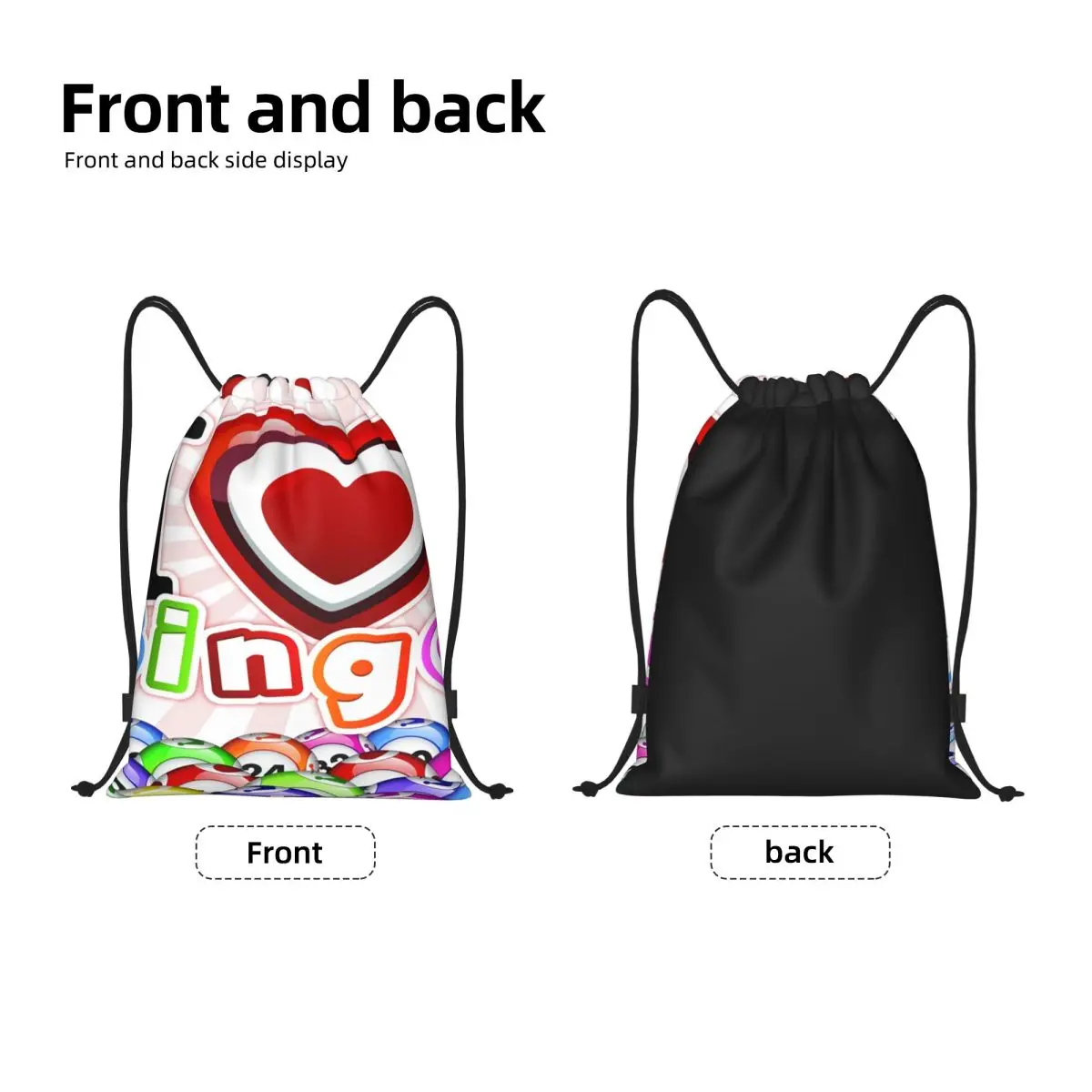 I Love Bingo Drawstring Bag Men Women Portable Sports Gym Sackpack Shopping Storage Backpacks