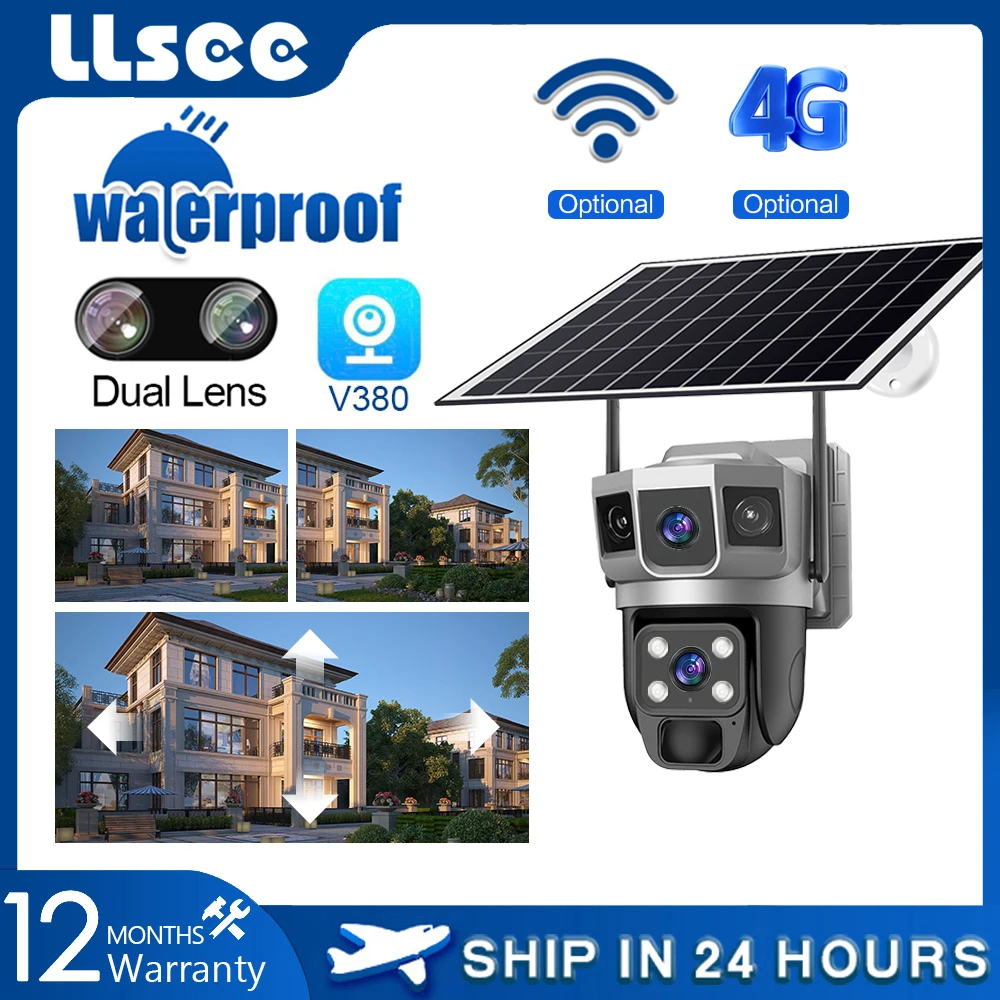 

LLSEE V380,4K dual lens,10X,outdoor security IP camera,closed-circuit TV,4G SIM camera,wireless WIFI solar closed-circuit TV